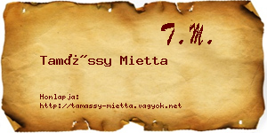 Tamássy Mietta névjegykártya